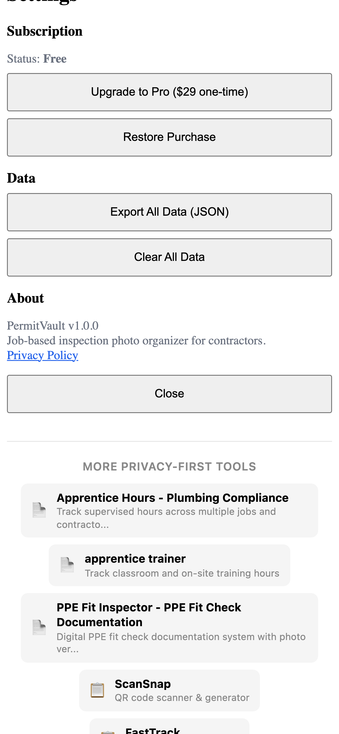 PermitVault Pro feature detail
